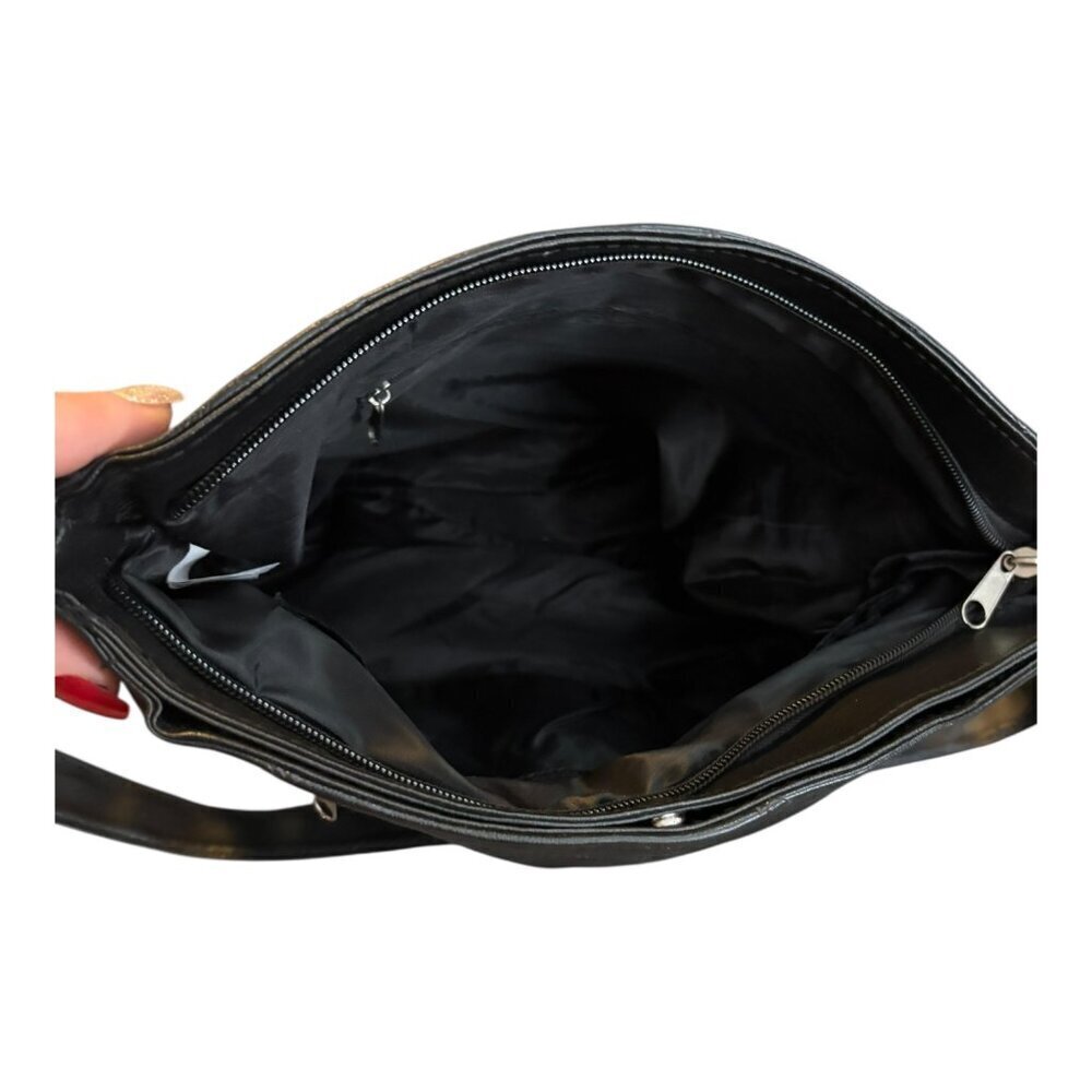 Gothic Black Soft Faux Leather Shoulder Bag - Picture 5 of 6
